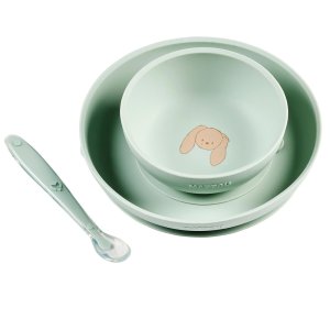 Set repas en silicone vert / lapin Nattou