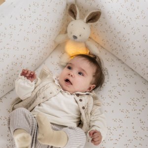 Veilleuse sleepy peluche lapin bouclette ecru Nattou