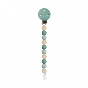 Attache-sucette silicone vert/beige/sauge Nattou