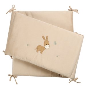 Tour de lit bébé réversible en velours loulou 180 cm sable Nattou