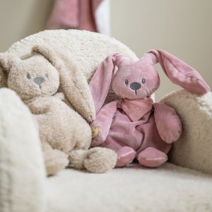 Peluche lapidou avec bandana phosphorescent glow vieux rose 36 cm Nattou