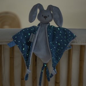 Maxi doudou lapidou phosphorescent glow avec motif imprimé bleu pastel Nattou