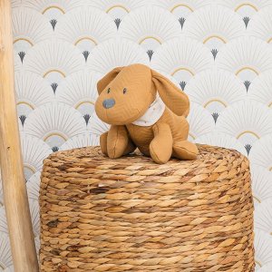 Peluche 28 cm charlie le chien jacquard caramel Nattou