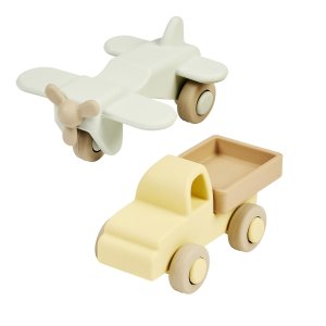 Set 2 pièces camion + avion jaune Nattou