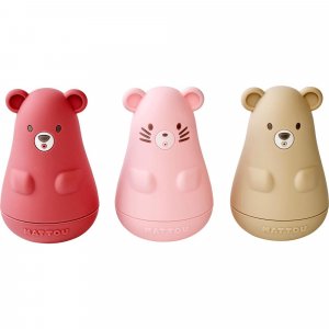 Silicone set 3 aspergeurs bain silicone lavables framboise/rose clair/sable Nattou