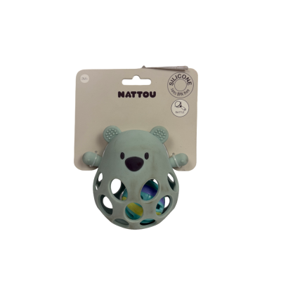 Les imparfaits - hochet avec balle ours en slicone vert d'eau