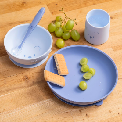 Coffret repas 4 pièces en silicone bleu
