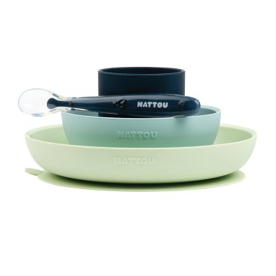 NATTOU Coffret repas silicone lapidou vert /bleu
