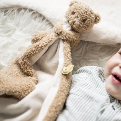 Doudou câlin ours teddy bouclette caramel
