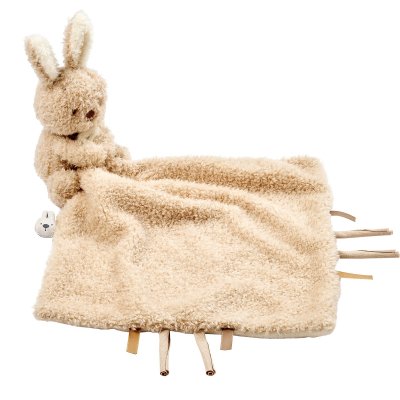 Doudou câlin lapin teddy bouclette beige