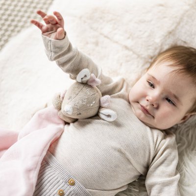 Doudou câlin fanfan biche 27*27cm rose fanfan