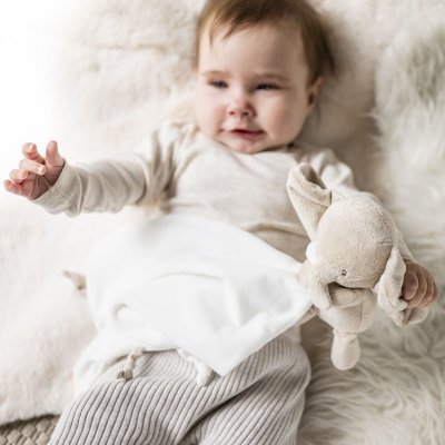 Doudou câlin fanfan éléphant 27*27cm blanc crème fanfan