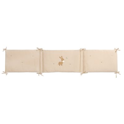 Tour de lit bébé réversible en velours loulou 180 cm sable