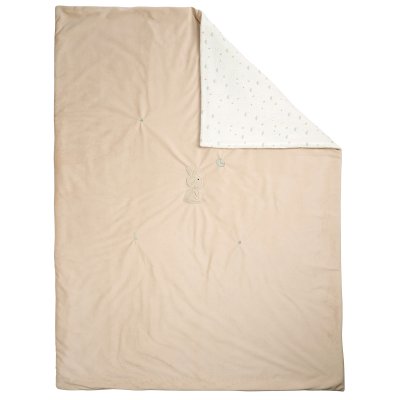 Couverture édredon réversible velours et gaze de coton loulou 100 x 135 cm