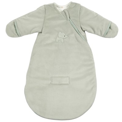Gigoteuse mi saison manches 60cm velours vert tilleul