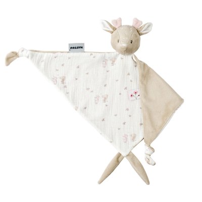 Maxi doudou fanfan biche gaze de coton blanc/sable fanfan
