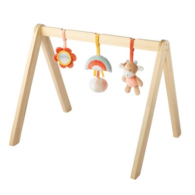 Arches en bois avec jouets à suspendre corail