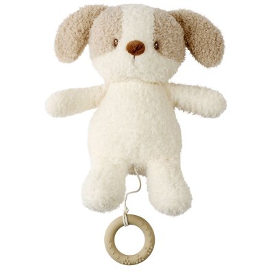 Peluche musical teddy bouclette chien écru