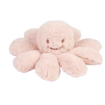 Peluche pieuvre hochet longs poils rose poudré