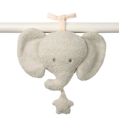 Mini peluche musicale tête éléphant bouclette gris