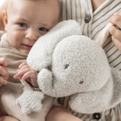 Mini peluche musicale tête éléphant bouclette gris