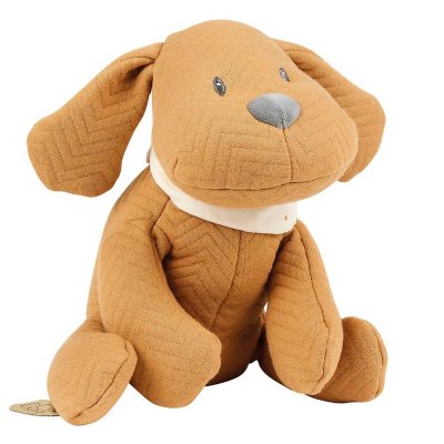 Peluche 28 cm charlie le chien jacquard caramel