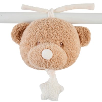 Mini peluche musicale tête ours bouclette caramel
