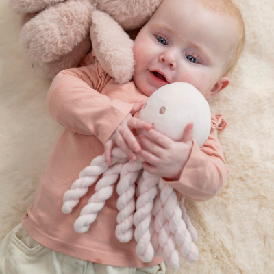 Peluche pieuvre rose pastel lapidou
