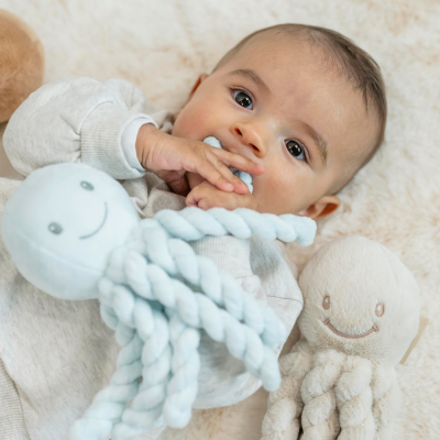 Peluche pieuvre bleu ciel lapidou