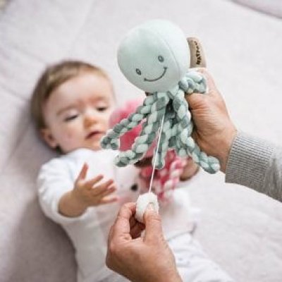 Peluche poulpe musical vert de gris - menthe