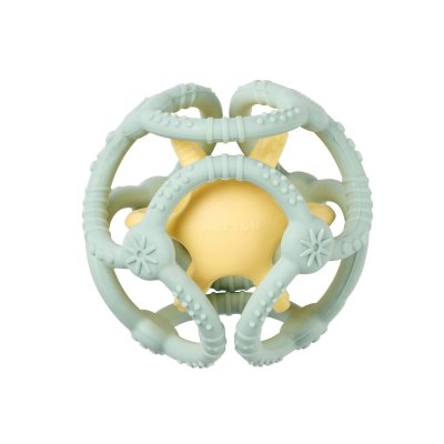 Set de 2 balles en silicone vert d'eau et jaune