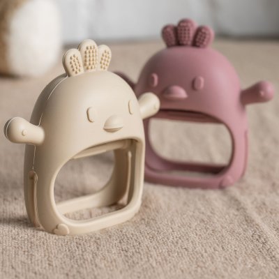 Moufle de dentition en silicone vieux rose