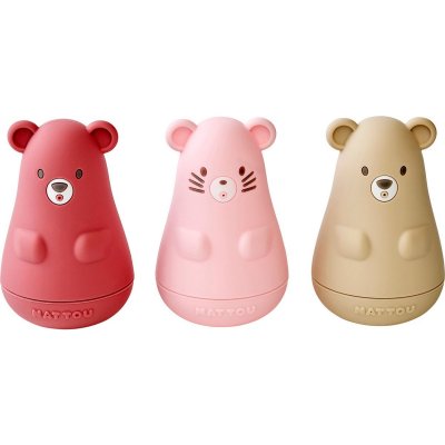 Silicone set 3 aspergeurs bain silicone lavables framboise/rose clair/sable