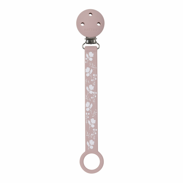 Attache sucette silicone rose imprimé Nattou