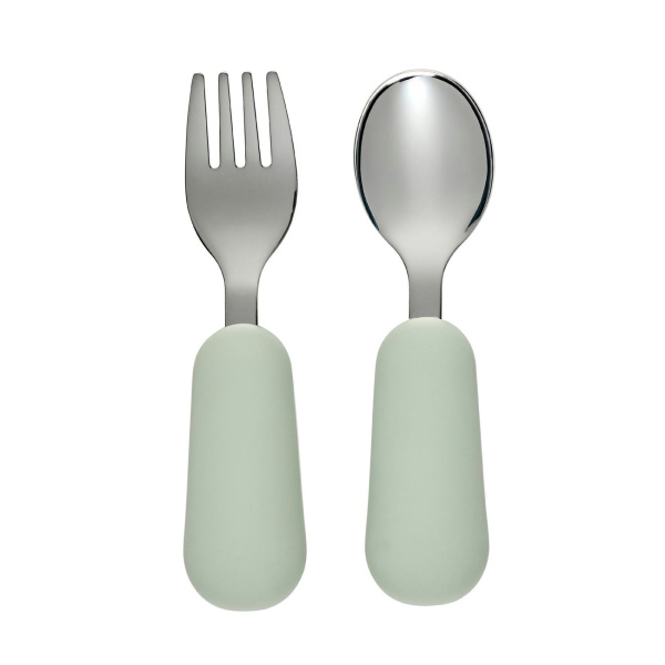 Set cuillère et fourchette inox vert Nattou