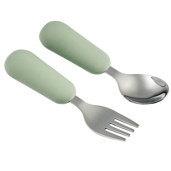 Set cuillère et fourchette inox vert Nattou