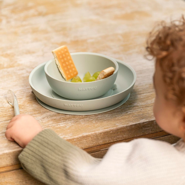 Set repas en silicone vert / lapin Nattou