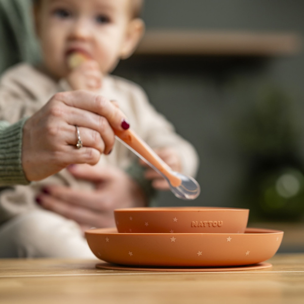Coffret repas 3 pièces en silicone terracotta /étoiles Nattou