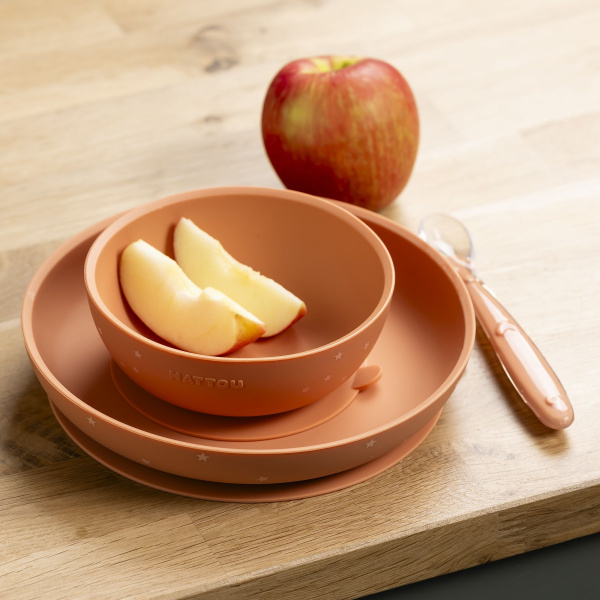 Coffret repas 3 pièces en silicone terracotta /étoiles Nattou