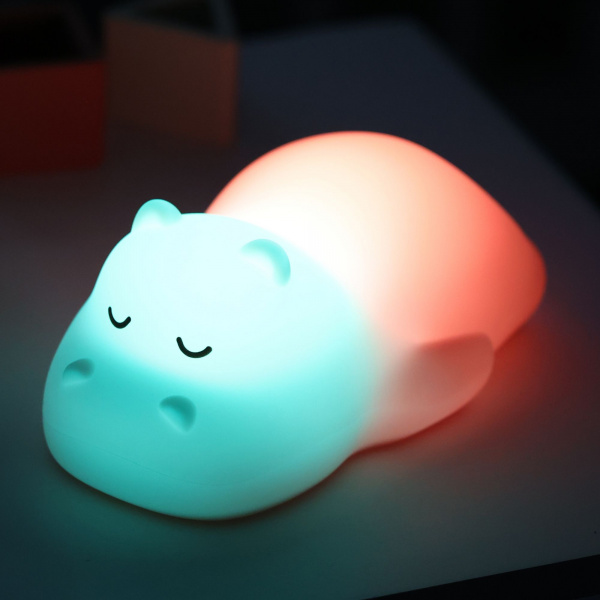 Veilleuse silicone hippopotame bicolore Nattou