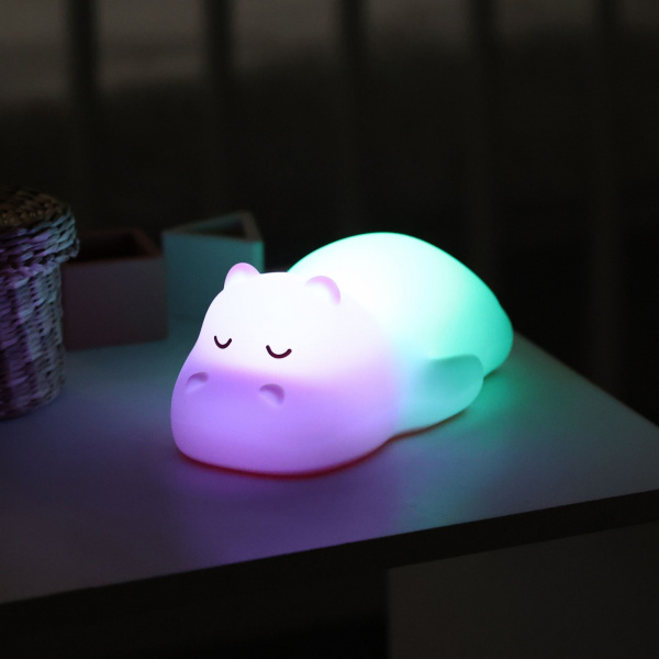 Veilleuse silicone hippopotame bicolore Nattou