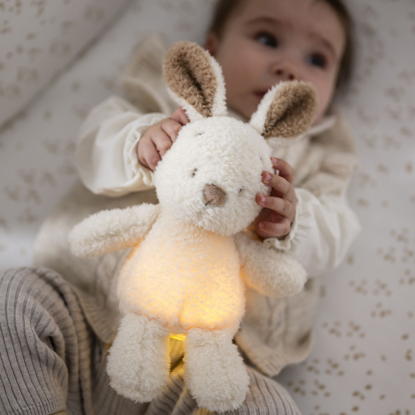 Veilleuse sleepy peluche lapin bouclette ecru Nattou