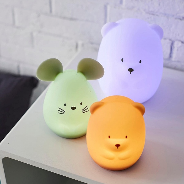 Veilleuse grand ours blanc 16cm silicone Nattou