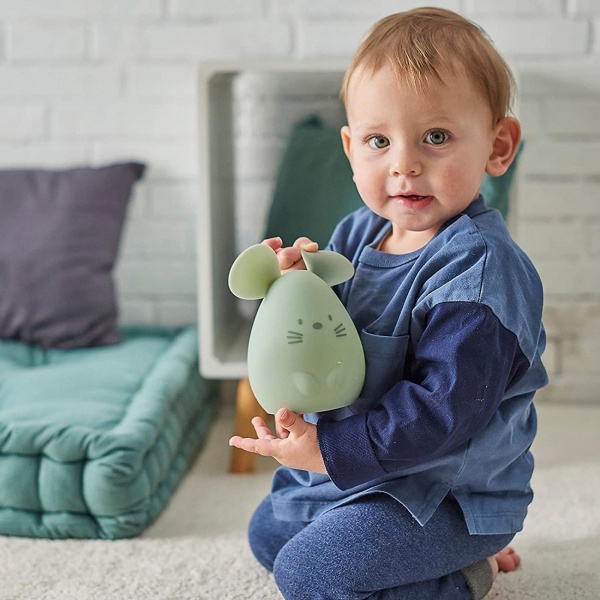 Veilleuse médium souris verte 12cm  silicone Nattou