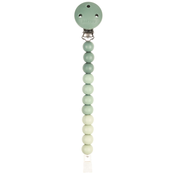 Attache sucette en silicone vert Nattou