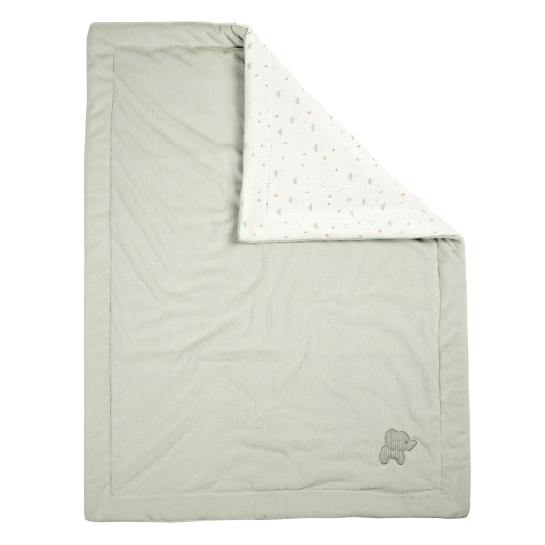 Couverture /plaid 75x100cm velours/ gaze coton vert tilleul Nattou