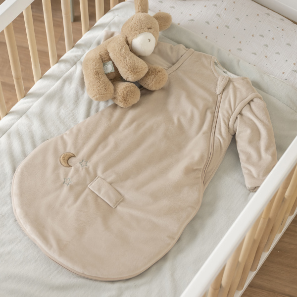 Gigoteuse bébé manches amovibles velours loulou 70 cm sable Nattou