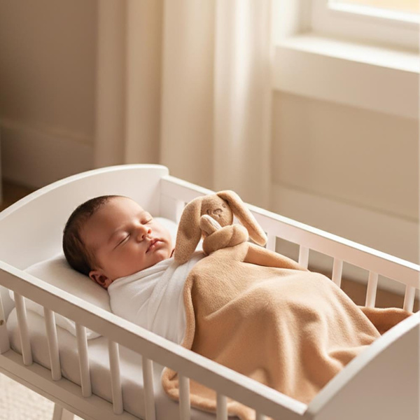 Couverture bébé avec doudou beige ambré lapidou Nattou