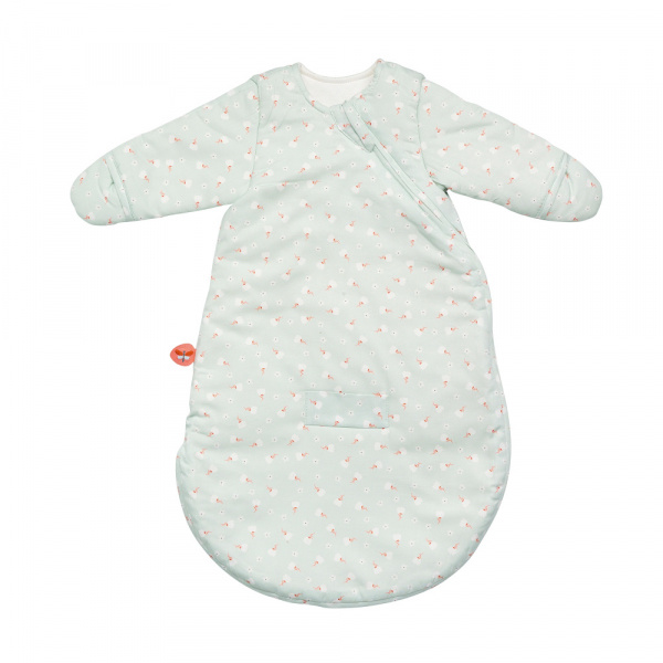 Gigoteuse hiver avec manches 60 cm vert sauge Nattou