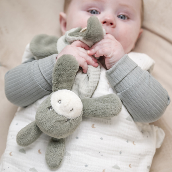 Mini doudou loulou âne vert fonce Nattou